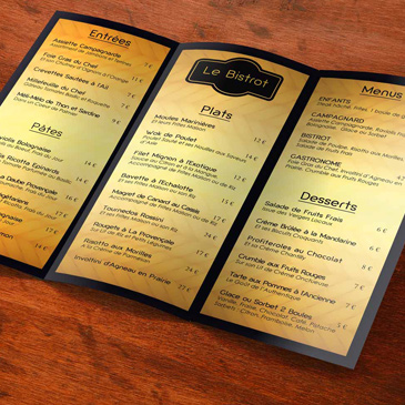 Graphiste menu dépliant restaurant